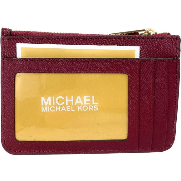 Michael Kors Jet Set Travel Burgundy Card Holder - Picture 5 of 7